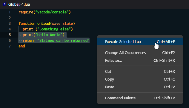 Execute Lua Context Menu